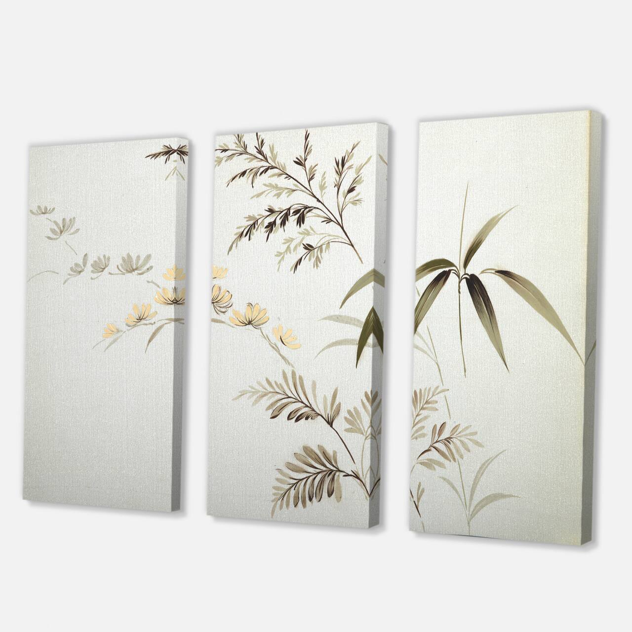 Designart - Retro Drawing of Flowers III - Vintage Canvas Wall Art Print